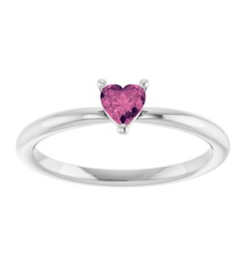 72309 Ring Set Sterling Silver Natural Pink Tourmaline Heart 4 X 4 Mm Polished Natural Pink Tourmaline Solitaire Ring