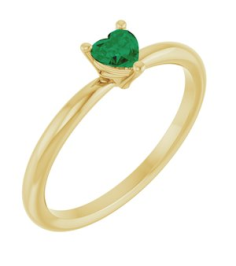 72309 Ring Set 14K Yellow Lab-Grown Emerald Heart 4 X 4 Mm Polished Lab-Grown Emerald Solitaire Ring