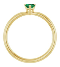 72309 Ring Set 14K Yellow Lab-Grown Emerald Heart 4 X 4 Mm Polished Lab-Grown Emerald Solitaire Ring