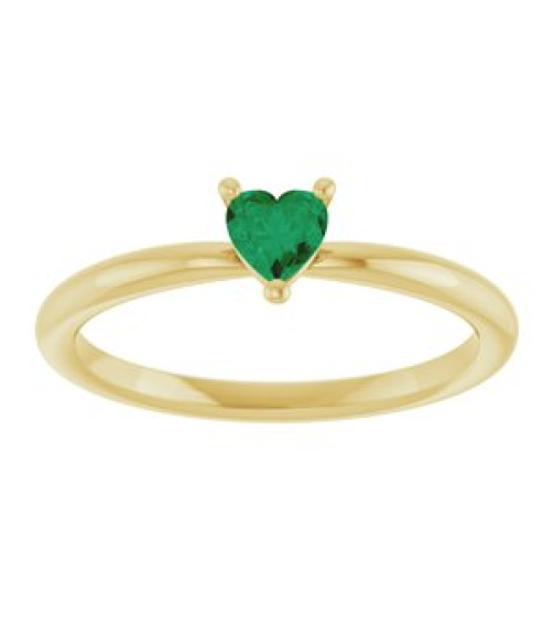 72309 Ring Set 14K Yellow Lab-Grown Emerald Heart 4 X 4 Mm Polished Lab-Grown Emerald Solitaire Ring