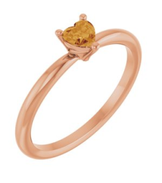 72309 Ring Set 14K Rose Natural Citrine Heart 4 X 4 Mm Polished Natural Citrine Solitaire Ring