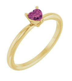 72309 Ring Set 14K Yellow Natural Pink Tourmaline Heart 4 X 4 Mm Polished Natural Pink Tourmaline Solitaire Ring