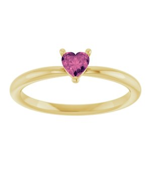 72309 Ring Set 14K Yellow Natural Pink Tourmaline Heart 4 X 4 Mm Polished Natural Pink Tourmaline Solitaire Ring