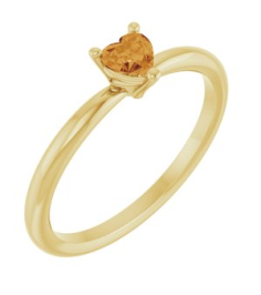 72309 Ring Set 14K Yellow Natural Citrine Heart 4 X 4 Mm Polished Natural Citrine Solitaire Ring