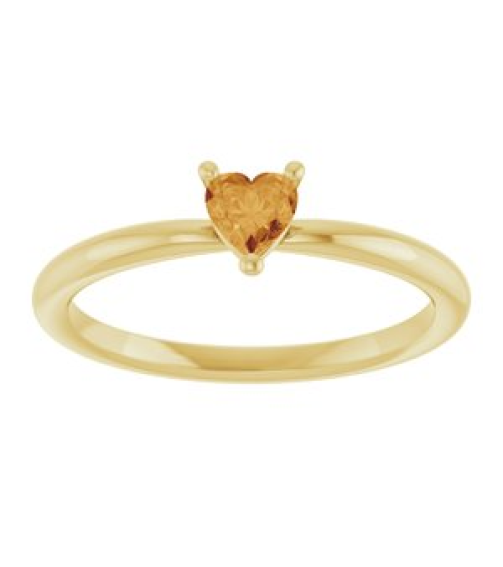 72309 Ring Set 14K Yellow Natural Citrine Heart 4 X 4 Mm Polished Natural Citrine Solitaire Ring