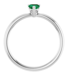 72309 Ring Set Sterling Silver Lab-Grown Emerald Heart 4 X 4 Mm Polished Lab-Grown Emerald Solitaire Ring