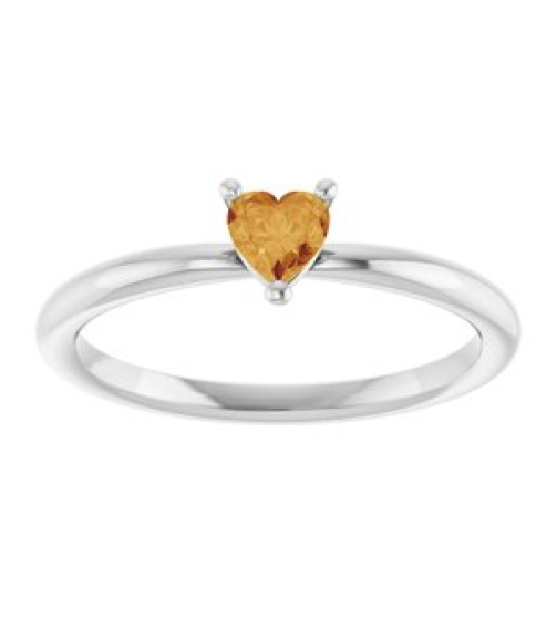 72309 Ring Set Platinum Natural Citrine Heart 4 X 4 Mm Polished Natural Citrine Solitaire Ring