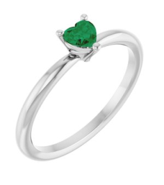 72309 Ring Set Platinum Lab-Grown Emerald Heart 4 X 4 Mm Polished Lab-Grown Emerald Solitaire Ring
