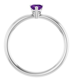 72309 Ring Set Sterling Silver Natural Amethyst Heart 4 X 4 Mm Polished Natural Amethyst Solitaire Ring