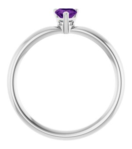 72309 Ring Set Sterling Silver Natural Amethyst Heart 4 X 4 Mm Polished Natural Amethyst Solitaire Ring