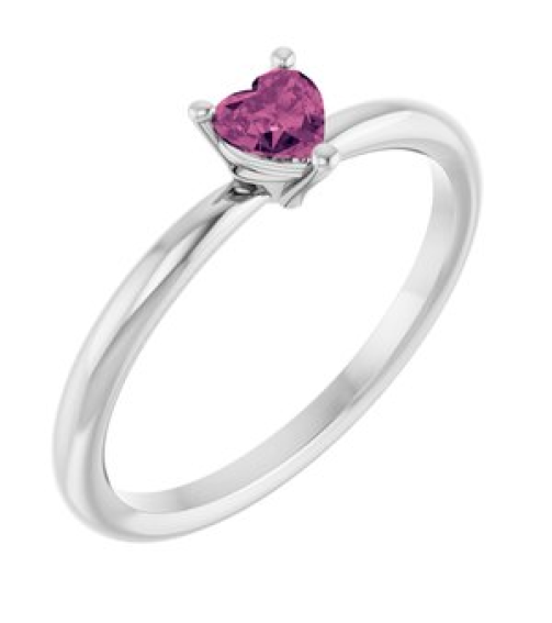 72309 Ring Set Platinum Natural Pink Tourmaline Heart 4 X 4 Mm Polished Natural Pink Tourmaline Solitaire Ring