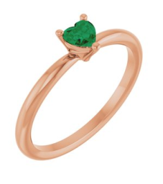 72309 Ring Set 14K Rose Lab-Grown Emerald Heart 4 X 4 Mm Polished Lab-Grown Emerald Solitaire Ring