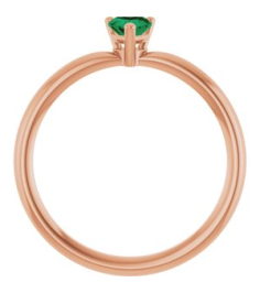 72309 Ring Set 14K Rose Lab-Grown Emerald Heart 4 X 4 Mm Polished Lab-Grown Emerald Solitaire Ring