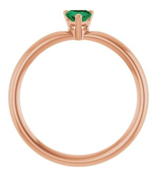 72309 Ring Set 14K Rose Lab-Grown Emerald Heart 4 X 4 Mm Polished Lab-Grown Emerald Solitaire Ring