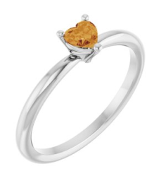 72309 Ring Set Sterling Silver Natural Citrine Heart 4 X 4 Mm Polished Natural Citrine Solitaire Ring