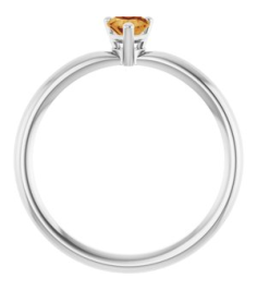 72309 Ring Set Sterling Silver Natural Citrine Heart 4 X 4 Mm Polished Natural Citrine Solitaire Ring