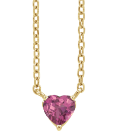 88055 Necklace Set 14K Yellow Heart Natural Pink Tourmaline 4 X 4 Mm 16-18 In Polished Natural Pink Tourmaline Solitaire Necklace
