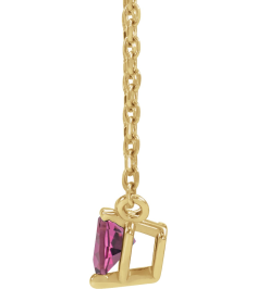 88055 Necklace Set 14K Yellow Heart Natural Pink Tourmaline 4 X 4 Mm 16-18 In Polished Natural Pink Tourmaline Solitaire Necklace