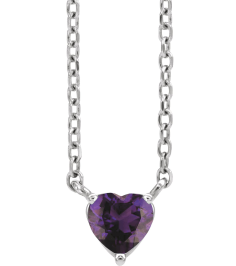 88055 Necklace Set 14K White Heart Natural Amethyst 4 X 4 Mm 16-18 In Polished Natural Amethyst Solitaire Necklace