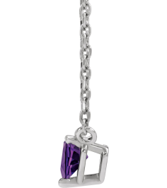 88055 Necklace Set 14K White Heart Natural Amethyst 4 X 4 Mm 16-18 In Polished Natural Amethyst Solitaire Necklace