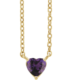 88055 Necklace Set 14K Yellow Heart Natural Amethyst 4 X 4 Mm 16-18 In Polished Natural Amethyst Solitaire Necklace