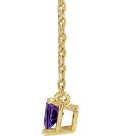 88055 Necklace Set 14K Yellow Heart Natural Amethyst 4 X 4 Mm 16-18 In Polished Natural Amethyst Solitaire Necklace