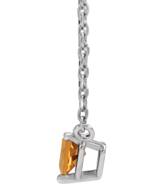 88055 Necklace Set Platinum Heart Natural Citrine 4 X 4 Mm 16-18 In Polished Natural Citrine Solitaire Necklace