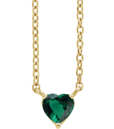 88055 Necklace Set 14K Yellow Heart Lab-Grown Emerald 4 X 4 Mm 16-18 In Polished Lab-Grown Emerald Solitaire Necklace