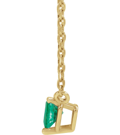 88055 Necklace Set 14K Yellow Heart Lab-Grown Emerald 4 X 4 Mm 16-18 In Polished Lab-Grown Emerald Solitaire Necklace