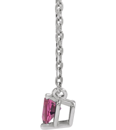 88055 Necklace Set Sterling Silver Heart Natural Pink Tourmaline 4 X 4 Mm 16-18 In Polished Natural Pink Tourmaline Solitaire Necklace