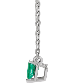 88055 Necklace Set 14K White Heart Lab-Grown Emerald 4 X 4 Mm 16-18 In Polished Lab-Grown Emerald Solitaire Necklace