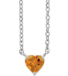 88055 Necklace Set 14K White Heart Natural Citrine 4 X 4 Mm 16-18 In Polished Natural Citrine Solitaire Necklace