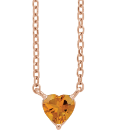88055 Necklace Set 14K Rose Heart Natural Citrine 4 X 4 Mm 16-18 In Polished Natural Citrine Solitaire Necklace