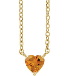 88055 Necklace Set 14K Yellow Heart Natural Citrine 4 X 4 Mm 16-18 In Polished Natural Citrine Solitaire Necklace
