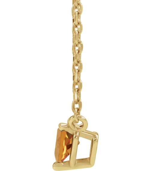 88055 Necklace Set 14K Yellow Heart Natural Citrine 4 X 4 Mm 16-18 In Polished Natural Citrine Solitaire Necklace