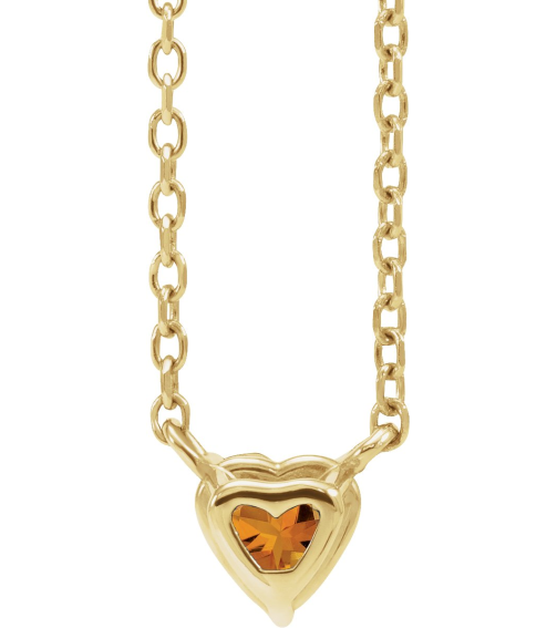 88055 Necklace Set 14K Yellow Heart Natural Citrine 4 X 4 Mm 16-18 In Polished Natural Citrine Solitaire Necklace