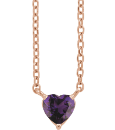 88055 Necklace Set 14K Rose Heart Natural Amethyst 4 X 4 Mm 16-18 In Polished Natural Amethyst Solitaire Necklace