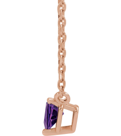 88055 Necklace Set 14K Rose Heart Natural Amethyst 4 X 4 Mm 16-18 In Polished Natural Amethyst Solitaire Necklace