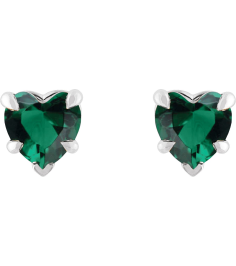 88090 Earring Set Lab-Grown Emerald Heart 5 X 5 Mm 14K White Pair Friction Backs Included Polished Lab-Grown Emerald 5-Claw Prong Earrings