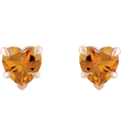 88090 Earring Set Natural Citrine Heart 5 X 5 Mm 14K Rose Pair Friction Backs Included Polished Natural Citrine 5-Claw Prong Earrings