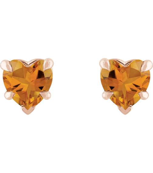 88090 Earring Set Natural Citrine Heart 5 X 5 Mm 14K Rose Pair Friction Backs Included Polished Natural Citrine 5-Claw Prong Earrings