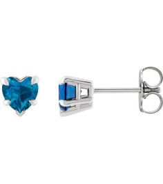 88090 Earring Set Natural London Blue Topaz Heart 5 X 5 Mm Sterling Silver Pair Friction Backs Included Polished Natural London Blue Topaz 5-Claw Prong Earrings