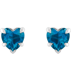 88090 Earring Set Natural London Blue Topaz Heart 5 X 5 Mm Sterling Silver Pair Friction Backs Included Polished Natural London Blue Topaz 5-Claw Prong Earrings