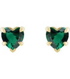 88090 Earring Set Lab-Grown Emerald Heart 5 X 5 Mm 14K Yellow Pair Friction Backs Included Polished Lab-Grown Emerald Claw-Prong Earrings