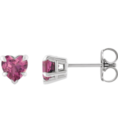88090 Earring Set Natural Pink Tourmaline Heart 5 X 5 Mm 14K White Pair Friction Backs Included Polished Natural Pink Tourmaline 5-Claw Prong Earrings