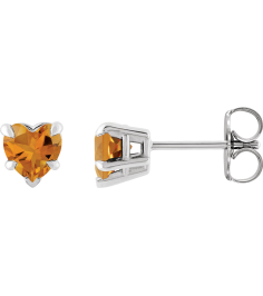 88090 Earring Set Natural Citrine Heart 5 X 5 Mm 14K White Pair Friction Backs Included Polished Natural Citrine 5-Claw Prong Earrings
