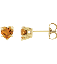 88090 Earring Set Natural Citrine Heart 5 X 5 Mm 14K Yellow Pair Friction Backs Included Polished Natural Citrine 5-Claw Prong Earrings