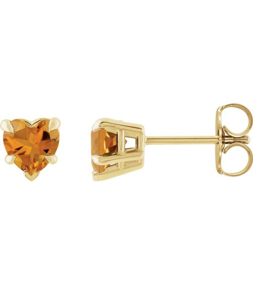 88090 Earring Set Natural Citrine Heart 5 X 5 Mm 14K Yellow Pair Friction Backs Included Polished Natural Citrine 5-Claw Prong Earrings