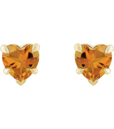 88090 Earring Set Natural Citrine Heart 5 X 5 Mm 14K Yellow Pair Friction Backs Included Polished Natural Citrine 5-Claw Prong Earrings