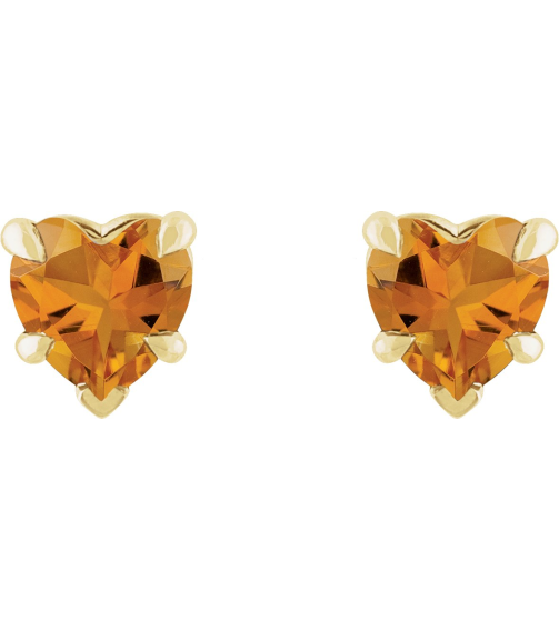 88090 Earring Set Natural Citrine Heart 5 X 5 Mm 14K Yellow Pair Friction Backs Included Polished Natural Citrine 5-Claw Prong Earrings